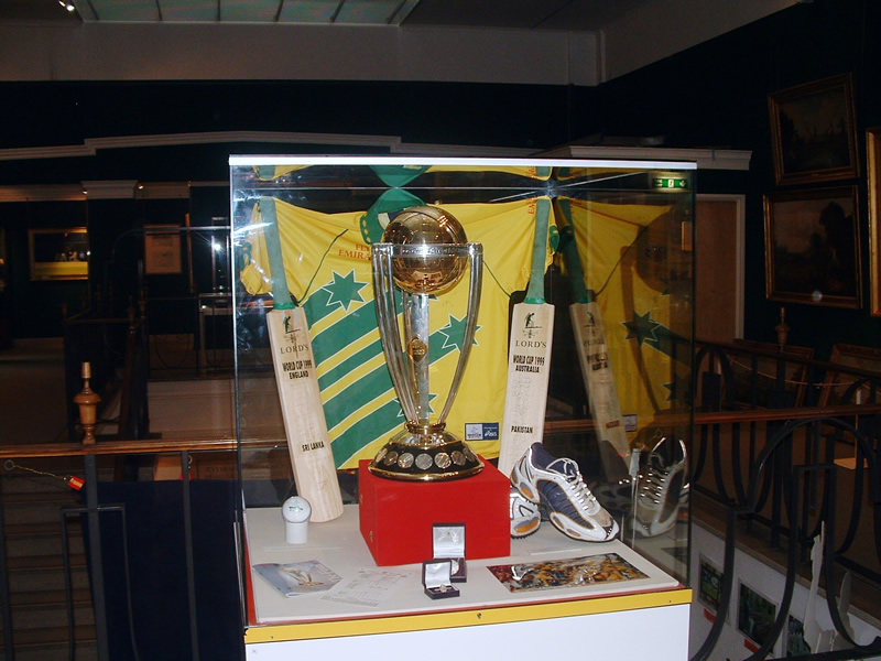 The World Cup 1999 Trophy inside the Lord's MCC Museum
