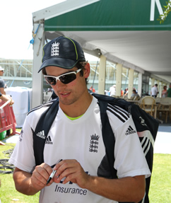 Alastair Cook signing autographs