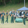 Matthew Sinclair, Ross Taylor, Glen Sulzberger and Jamie How at fielding practice