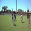 An English batsman going onto the ground at the start of the day