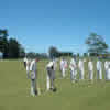 The players coming off the field at lunch