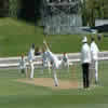 Chris Cairns bowling to Stephen Fleming