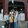 Pakistan supporters with Moin Khan and Mohammad Sami