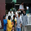 Pakistan supporters with Moin Khan and Mohammad Sami