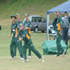 Glen Sulzberger, Matthew Sinclair, Craig Spearman, Jamie How and Ewen Thompson at fielding practice