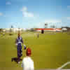 Andre Adams leaves the field after his great innings that nearly took the game away from Wellington