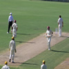 Players watch the ball cross the ropes