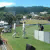 Matthew Horne and Mark Richardson walking out to bat