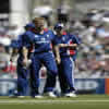 Andrew Flintoff during drinks (background - James Anderson)