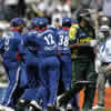 England side celebrate a wicket