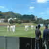 New Zealand team and Bangladesh batsman walking out onto the field