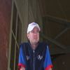 Michael Clarke leaning over balcony