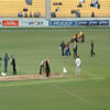 Stephen Fleming and Shane Warne walking out for the toss