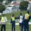 Tillakaratne Dilshan, Kumar Sangakkara, Ruchira Perera & C Clark (Physio)