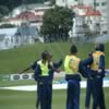 Kumar Sangakkara, Nuwan Kulasekara, Lasith Malinga & C Clark (Physio)