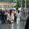 Left to right: Fidel Edwards leads Jerome Taylor to the field.