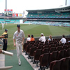 Andrew Flintoff leaves the field