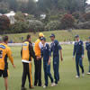 Wellington and Auckland Players shaking hands after the game with Brooke Walker, Tama Canning and Matthew Horne in shot