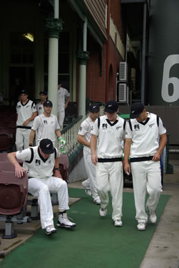 New Zealand team coming out from the pavilion