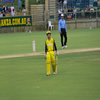 Debutant Liam Davis makes his way to the pavillion