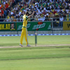 Glenn McGrath watches an attempted runout