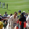 Justin Langer coming off at Tea on 100*