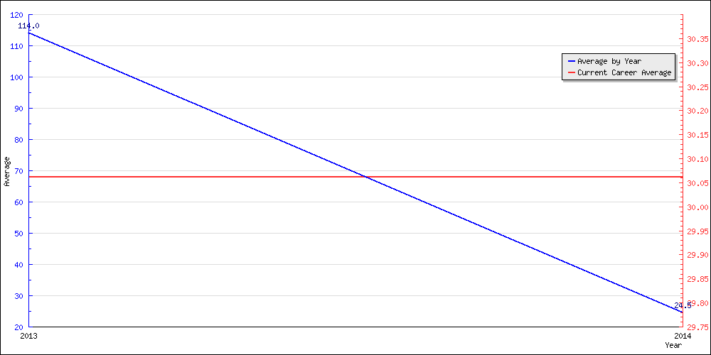 Bowling Average by Year